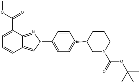 甲基(S)-2-(4-(1-(叔丁基羰基)哌啶-3-基)苯基)-2H-吲唑-7-羧酸酯 结构式