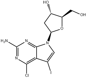 (2R,3S,5R)-5-(2-氨基-4-氯-5-碘-7H-吡咯并[2,3-D]嘧啶-7-基)-2-(羟基甲基)四氢呋喃-3-醇 结构式