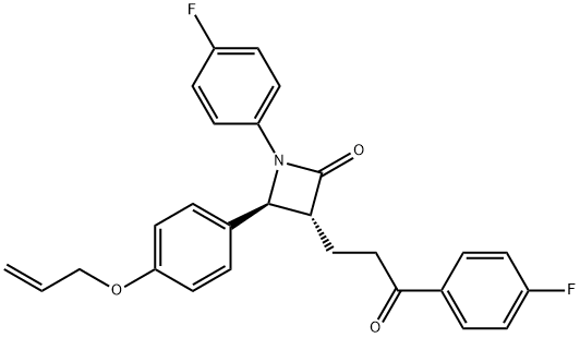 (3R,4S)-1-(4-氟苯基)-3-[3-(4-氟苯基)-3-氧代丙基]-4-[4-(2-丙烯-1-基氧基)苯基]-2-氮杂环丁酮 结构式