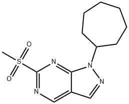 1H-Pyrazolo[3,4-d]pyrimidine, 1-cycloheptyl-6-(methylsulfonyl)- 结构式