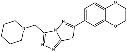 6-(2,3-dihydro-1,4-benzodioxin-6-yl)-3-(1-piperidinylmethyl)[1,2,4]triazolo[3,4-b][1,3,4]thiadiazole 结构式
