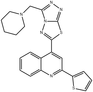 4-[3-(1-piperidinylmethyl)[1,2,4]triazolo[3,4-b][1,3,4]thiadiazol-6-yl]-2-(2-thienyl)quinoline 结构式