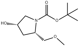 (2S,4S)-4-羟基-2-(甲氧基甲基)吡咯烷-1-羧酸叔丁酯 结构式