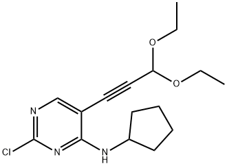 [2-氯-5-(3,3-二乙氧基--1-丙炔基)-4-嘧啶基环戊胺] 结构式