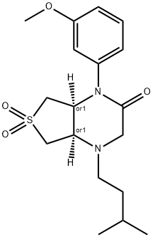 (4aR,7aS)-1-(3-methoxyphenyl)-4-(3-methylbutyl)hexahydrothieno[3,4-b]pyrazin-2(1H)-one 6,6-dioxide 结构式