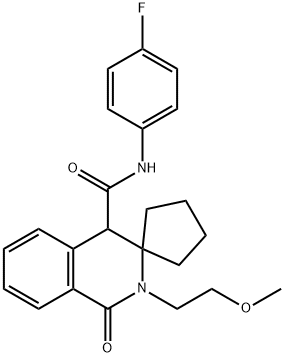 N-(4-fluorophenyl)-2'-(2-methoxyethyl)-1'-oxo-1',4'-dihydro-2'H-spiro[cyclopentane-1,3'-isoquinoline]-4'-carboxamide 结构式