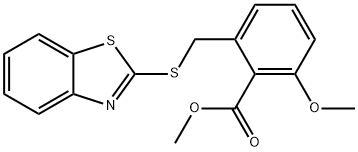 Methyl 2-((benzo[d]thiazol-2-ylthio)methyl)-6-methoxybenzoate 结构式