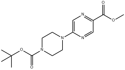 methyl 5-(4-(tert-butoxycarbonyl)piperazin-1-yl)pyrazine-2-carboxylate 结构式