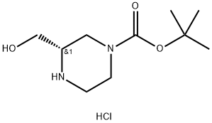 (S)-3-(羟甲基)哌嗪-1-羧酸叔丁酯盐酸盐 结构式