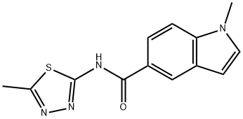 1-methyl-N-[(2E)-5-methyl-1,3,4-thiadiazol-2(3H)-ylidene]-1H-indole-5-carboxamide 结构式