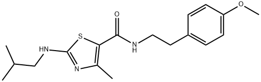 N-[2-(4-methoxyphenyl)ethyl]-4-methyl-2-[(2-methylpropyl)amino]-1,3-thiazole-5-carboxamide 结构式