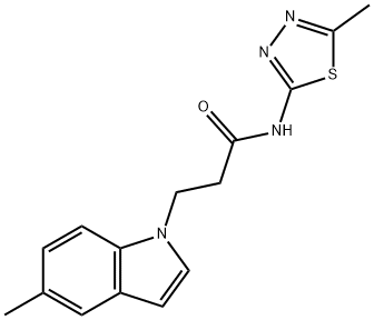 3-(5-methyl-1H-indol-1-yl)-N-[(2Z)-5-methyl-1,3,4-thiadiazol-2(3H)-ylidene]propanamide 结构式