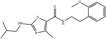 N-[2-(2-methoxyphenyl)ethyl]-4-methyl-2-[(2-methylpropyl)amino]-1,3-thiazole-5-carboxamide 结构式