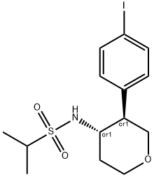 Trans-N-(3-(4-iodophenyl)tetrahydro-2H-pyran-4-yl)propane-2-sulfonamide 结构式