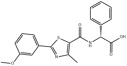 (2R)-({[2-(3-methoxyphenyl)-4-methyl-1,3-thiazol-5-yl]carbonyl}amino)(phenyl)ethanoic acid 结构式