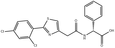 (2R)-({[2-(2,4-dichlorophenyl)-1,3-thiazol-4-yl]acetyl}amino)(phenyl)ethanoic acid 结构式