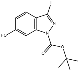 tert-Butyl 6-hydroxy-3-iodo-1H-indazole-1-carboxylate 结构式