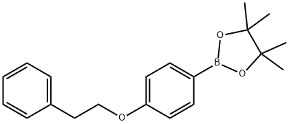 4,4,5,5-四甲基-2-(4-PH烯乙氧基苯基)-1,3,2-二氧杂硼戊烷 结构式