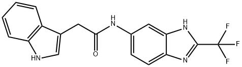 2-(1H-indol-3-yl)-N-[2-(trifluoromethyl)-1H-benzimidazol-5-yl]acetamide 结构式