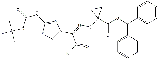 (Z)-2-((1-((BENZHYDRYLOXY)CARBONYL)CYCLOPROPOXY)IMINO)-2-(2-((TERT-BUTOXYCARBONYL)AMINO)THIAZOL-4-YL 结构式
