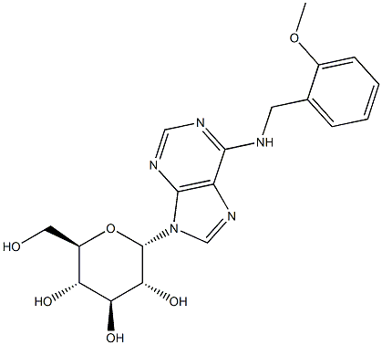 9-ALPHA-D-吡喃葡萄糖基-N-[(2-甲氧基苯基)甲基]-9H-嘌呤-6-胺 结构式