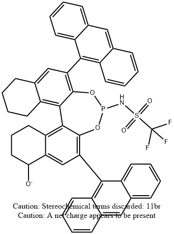 N-[(11BR)-2,6-双-9-蒽-8,9,10,11,12,13,14,15-八氢-8-氧联萘并[2,1-D:1',2'-F][1,3,2]二氧磷杂-4-基]-1,1,1-三氟甲磺酰胺 结构式