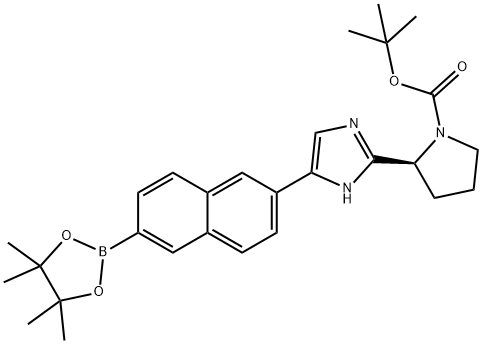 TERT-BUTYL (S)-2-(5-(6-(4,4,5,5-TETRAMETHYL-1,3,2-DIOXABOROLAN-2-YL)NAPHTHALEN-2-YL)-1H-IMIDAZOL-2-Y 结构式