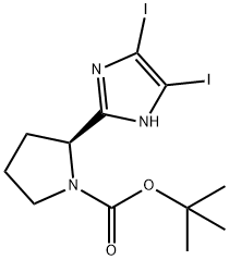 (S)-叔-丁基 2-(4,5-二碘-1H-咪唑-2-基)吡咯烷-1-甲酸基酯 结构式
