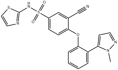 3-CYANO-4-(2-(1-METHYL-1H-PYRAZOL-5-YL) PHENOXY)-N-(THIAZOL-2-YL) BENZENESULFONAMIDE 结构式