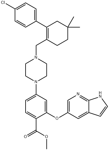 2-[(1H-吡咯并[2,3-B]吡啶-5-基)氧基]-4-[4-[[2-(4-氯苯基)-4,4-二甲基环己-1-烯基]甲基]哌嗪-1-基]苯甲酸甲酯 结构式