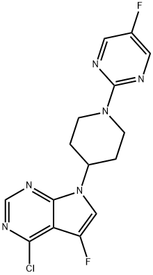 4-Chloro-5-fluoro-7-(1-(5-fluoropyrimidin-2-yl)piperidin-4-yl)-7H-pyrrolo[2,3-d]pyrimidine 结构式