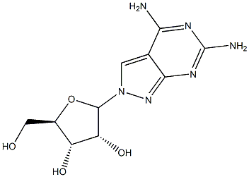 化合物 4,6-DIAMINO-2-(B-D-RIBOFURANOSYL)-2H-PYRAZOLO[3,4-D]PYRIMIDINE 结构式