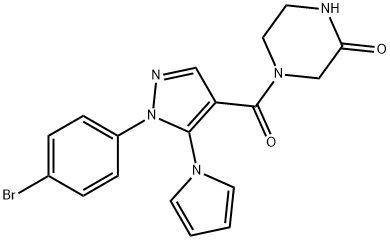 4-{[1-(4-bromophenyl)-5-(1H-pyrrol-1-yl)-1H-pyrazol-4-yl]carbonyl}piperazin-2-one 结构式