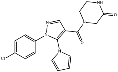 4-{[1-(4-chlorophenyl)-5-(1H-pyrrol-1-yl)-1H-pyrazol-4-yl]carbonyl}piperazin-2-one 结构式