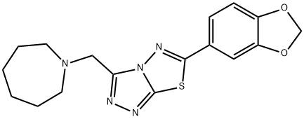 3-(azepan-1-ylmethyl)-6-(1,3-benzodioxol-5-yl)[1,2,4]triazolo[3,4-b][1,3,4]thiadiazole 结构式