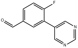 4-氟-3-(嘧啶-5-基)苯甲醛 结构式