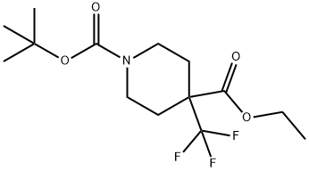 N-BOC-4-三氟甲基哌啶-4-甲酸乙酯 结构式