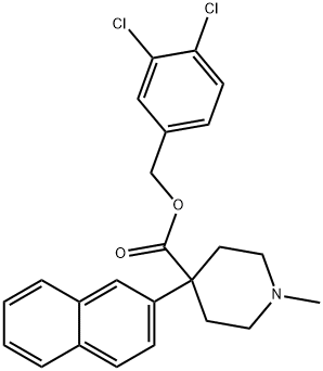 3,4-Dichlorobenzyl 1-methyl-4-(naphthalen-2-yl)piperidine-4-carboxylate 结构式