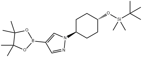 1-((1s,4s)-4-(tert-butyldimethylsilyloxy)cyclohexyl)-4-(4,4,5,5-tetramethyl-1,3,2-dioxaborolan-2-yl)-1H-pyrazole 结构式