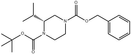 (R)-1-叔丁氧羰基-4-苄氧羰基-2-异丙基-哌嗪 结构式