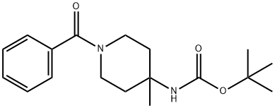 (1-苯甲酰-4-甲基哌啶-4-基)氨基甲酸叔丁酯 结构式