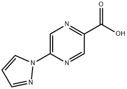 5-(1H-吡唑-1-基)吡嗪-2-羧酸 结构式