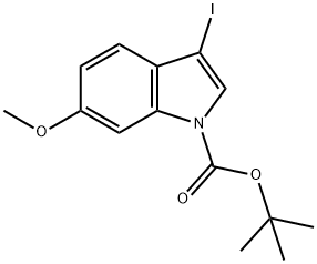 3-碘-6-甲氧基-1H-吲哚-1-羧酸叔丁酯 结构式