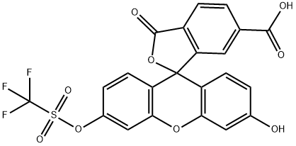 3' - 羟基-3-氧代-6' - (((三氟甲基)磺酰基)氧基)-3H-螺[异苯并呋喃-1,9'- 结构式