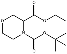 3,4-吗啉二甲酸4-(1,1-二甲基乙基)3-乙酯 结构式