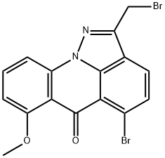 5-溴-2-(溴甲基)-7-甲氧基-6H-吡唑并[4,5,1-脱]吖啶-6-酮 结构式