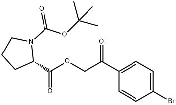 (S)-2-(2-(4-溴苯基)-2-氧亚基乙基) 1-叔-丁基吡咯烷-1,2-二甲酸基酯 结构式