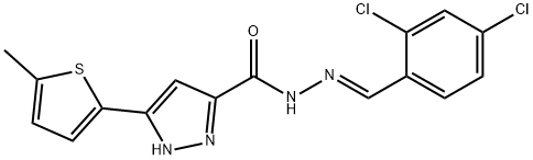 N'-[(E)-(2,4-dichlorophenyl)methylidene]-3-(5-methylthiophen-2-yl)-1H-pyrazole-5-carbohydrazide 结构式