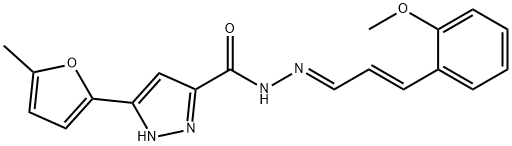 N'-[(1E,2E)-3-(2-methoxyphenyl)prop-2-en-1-ylidene]-3-(5-methylfuran-2-yl)-1H-pyrazole-5-carbohydrazide 结构式