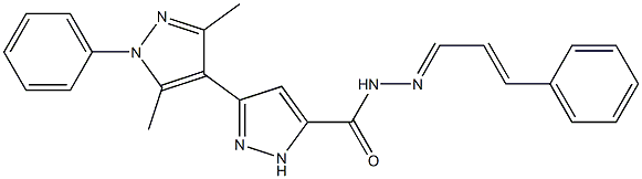 3',5'-dimethyl-1'-phenyl-N'-[(1E,2E)-3-phenylprop-2-en-1-ylidene]-1H,1'H-3,4'-bipyrazole-5-carbohydrazide 结构式